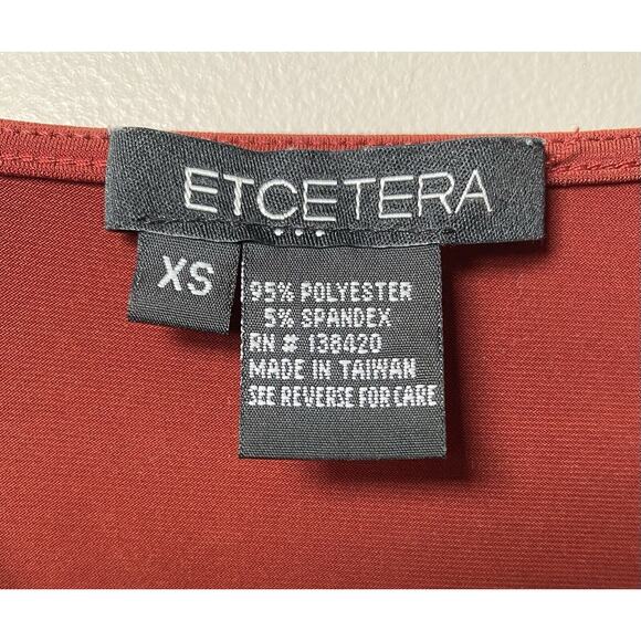 Etcetera Blouse XSMALL Red Draped Neckline Long Sleeve Top - Picture 5 of 6